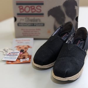 Skechers BOBS New Shoes Size 6 Memory Foam Highlights Color Black Wedge Loafer